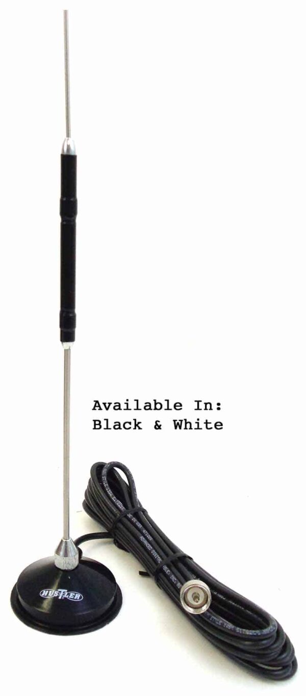 IC50 W Hustler 25" Center Loaded Magnet Mount CB Antenna Kit White