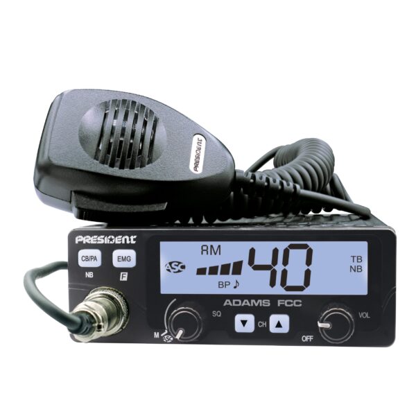 ADAMS FCC President 40 Channel CB Radio with Talkback and Color Display Options